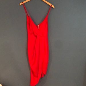 Spaghetti Strap Angled Red Dress